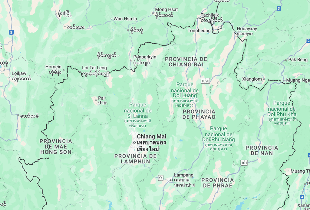 mujeres jirafa tailandia mapa