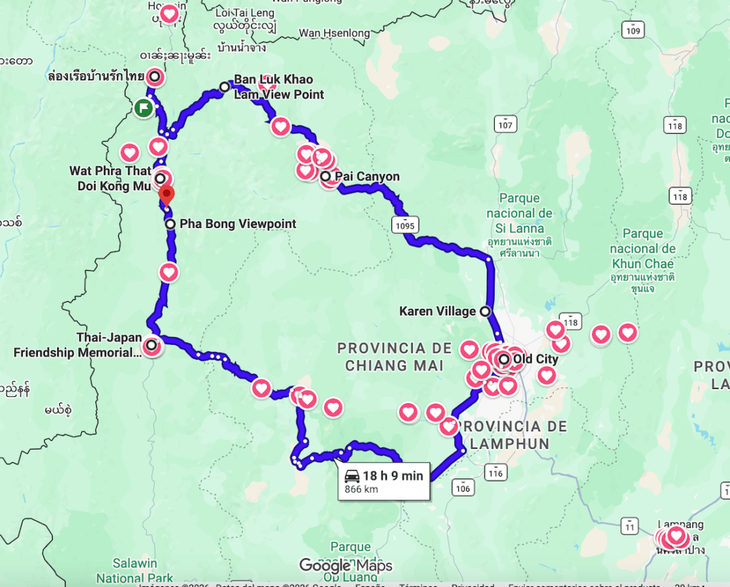 Mae Hong Son Loop Google maps