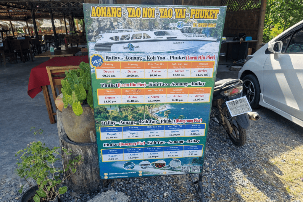 horarios speedboat Koh Yao Yai