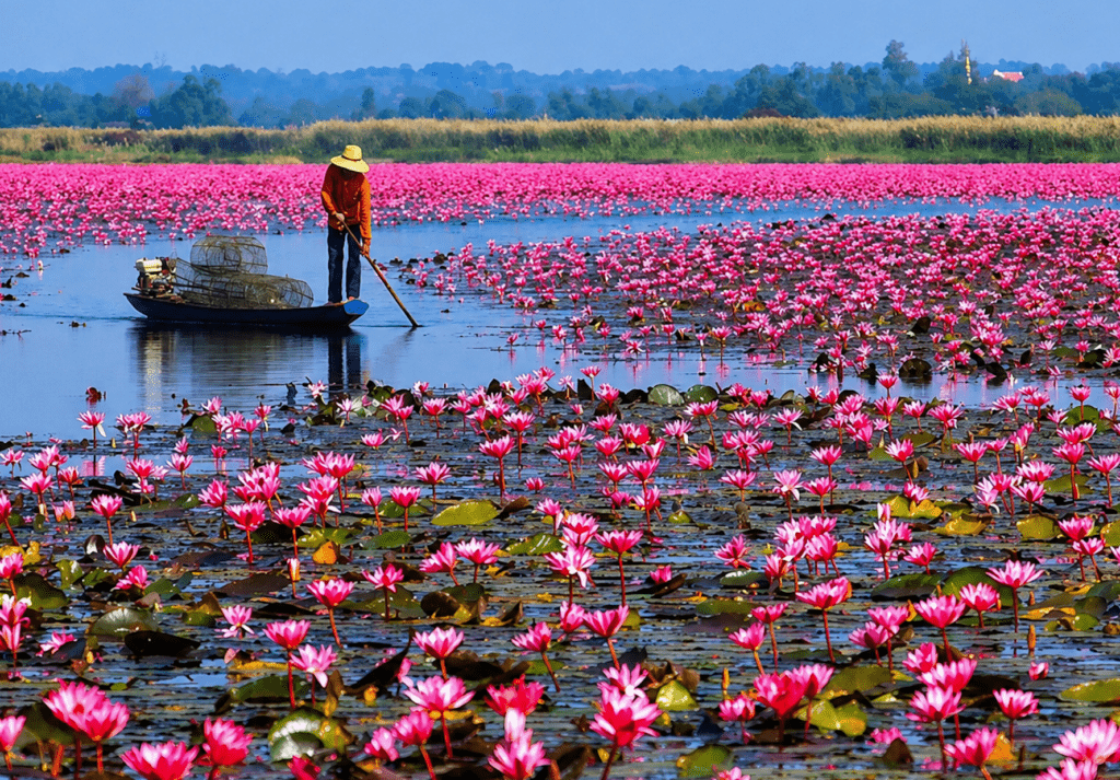 red lotus sea flor del loto