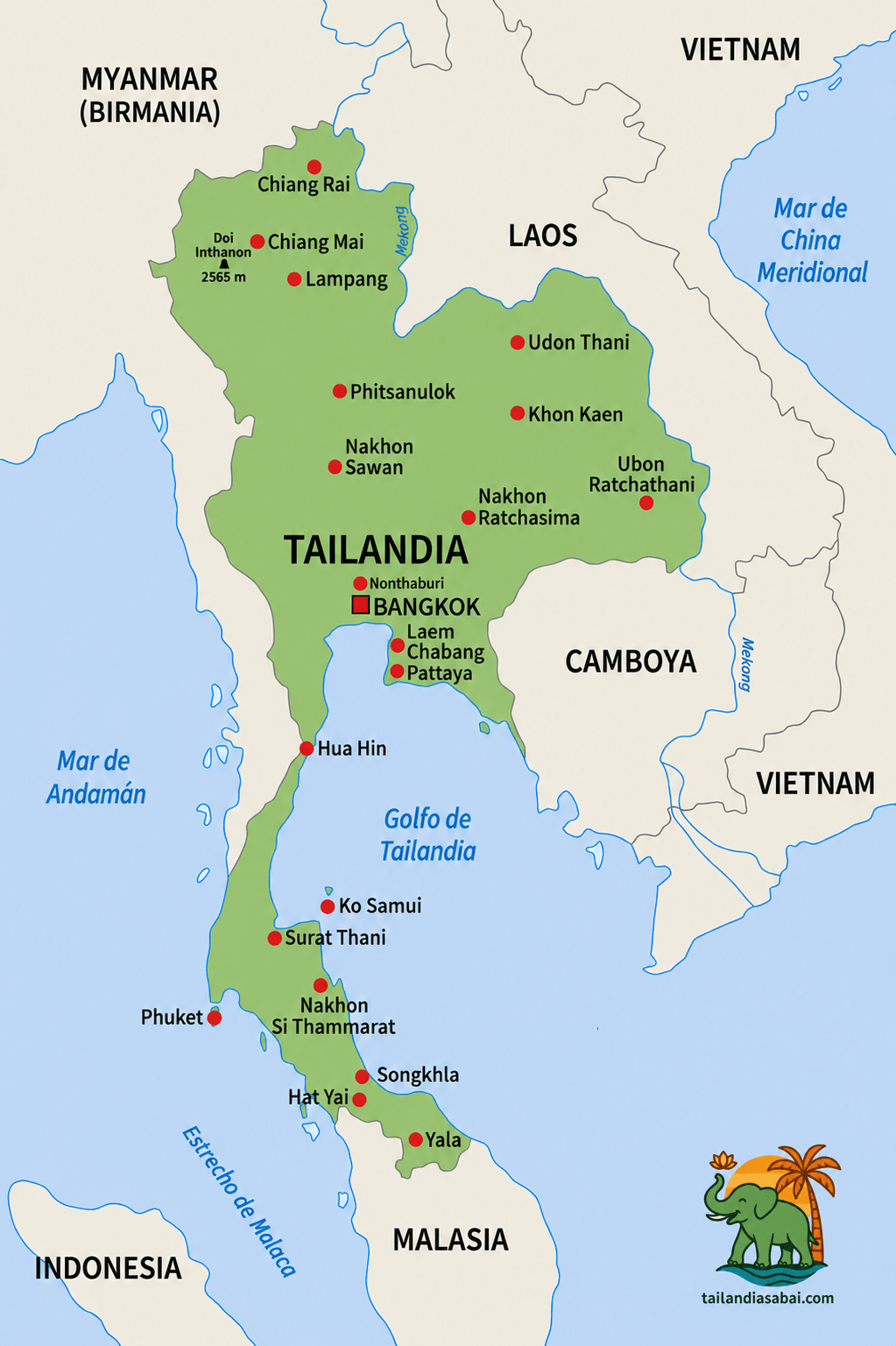 mapa de tailandia