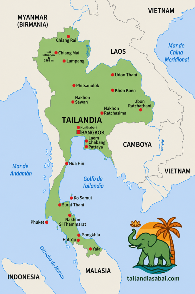mapa de tailandia