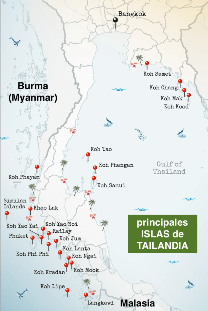 mapa islas de tailandia